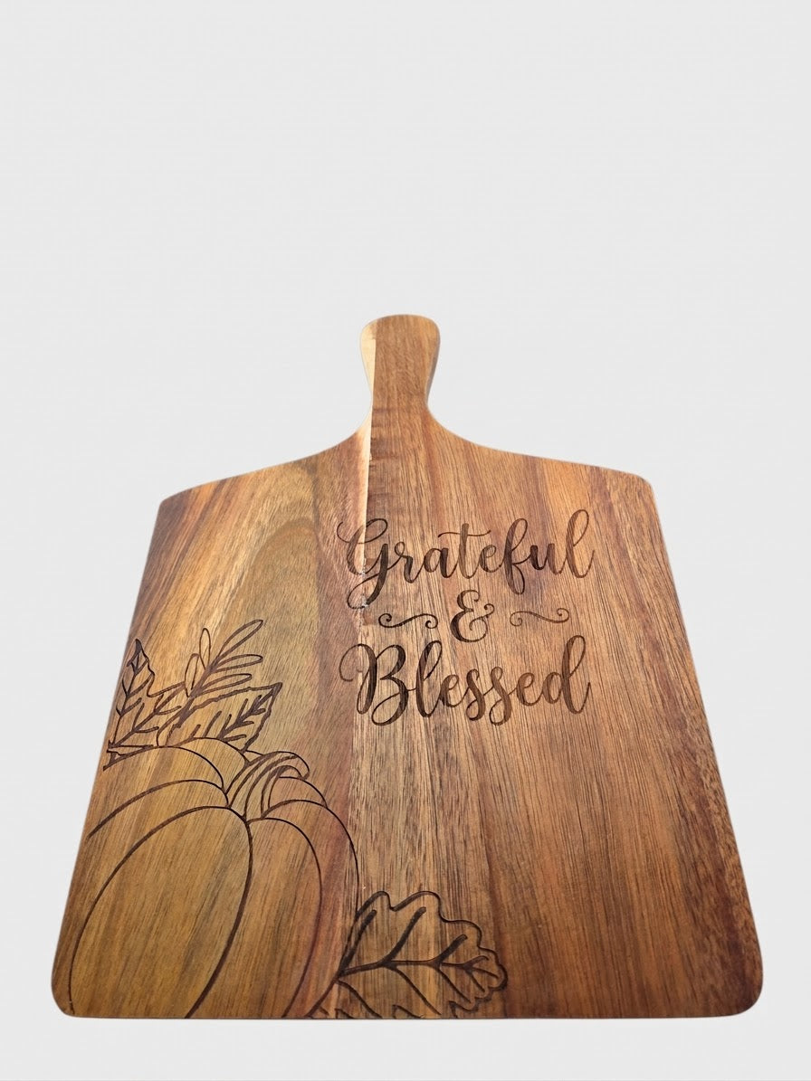 Laser Engraved Fall Pumpkin Charcuterie Board –  Harvest Serving Paddle