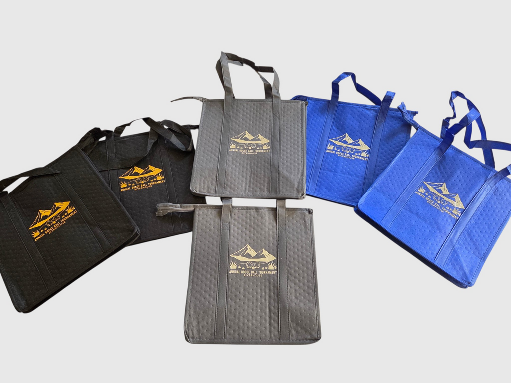Large 18L Insulated Grocery Bag Bulk Zippered, Blue, Black