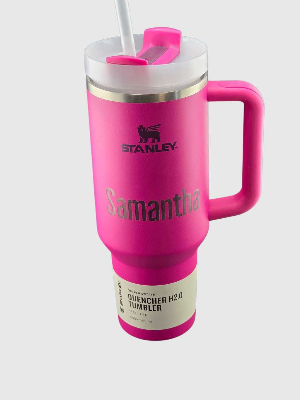 Custom Laser Engraved Stanley Quencher H2.0 FlowState Tumbler (40 oz) – Personalized Name & Graphic