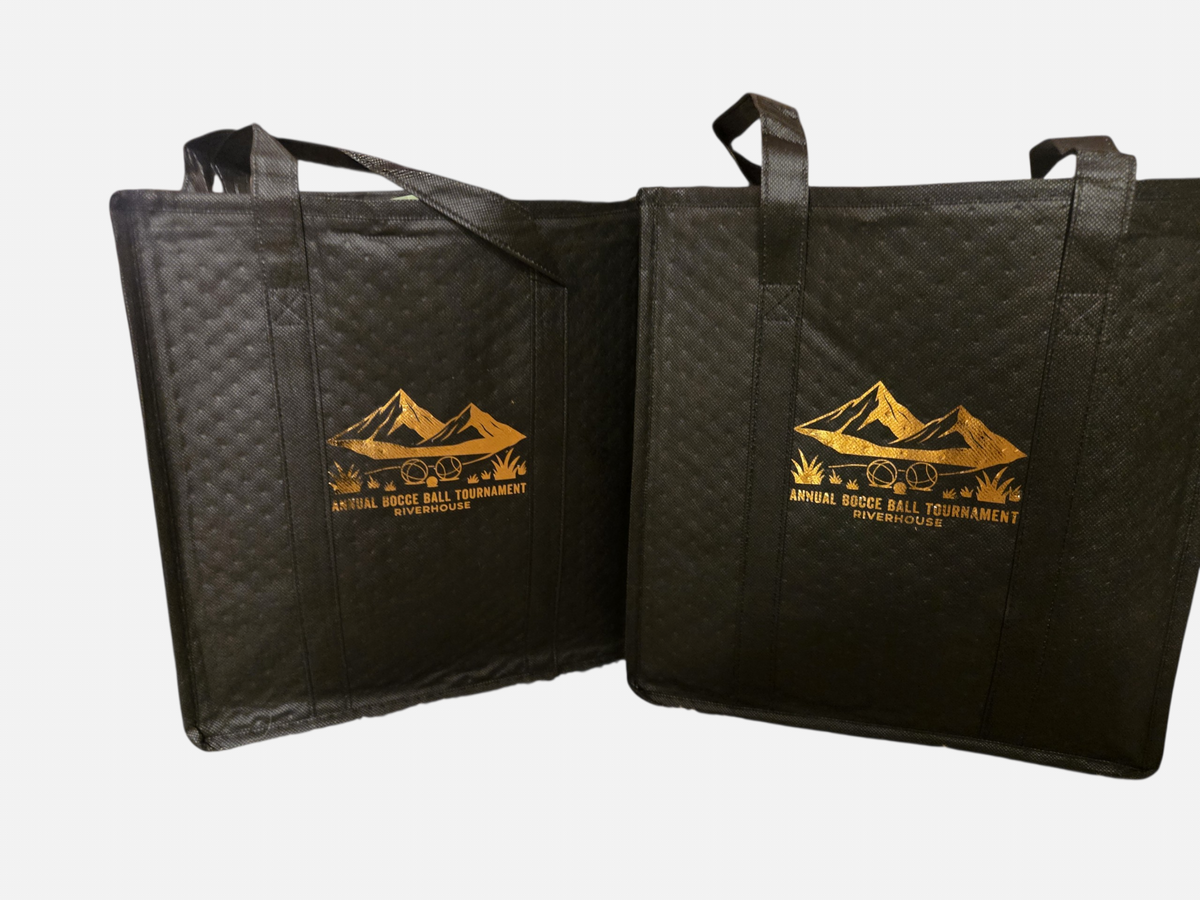 Large 18L Insulated Grocery Bag Bulk Zippered, Blue, Black