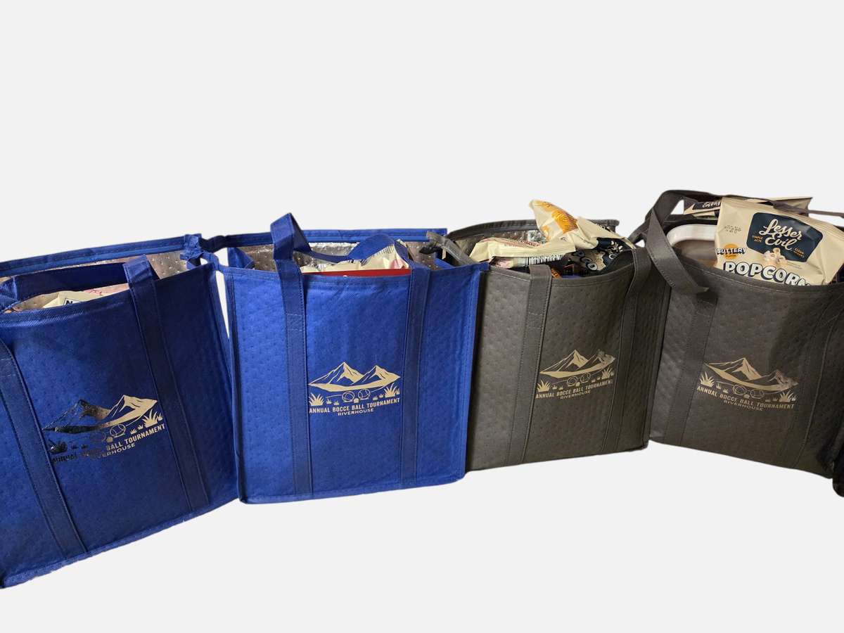 Large 18L Insulated Grocery Bag Bulk Zippered, Blue, Black