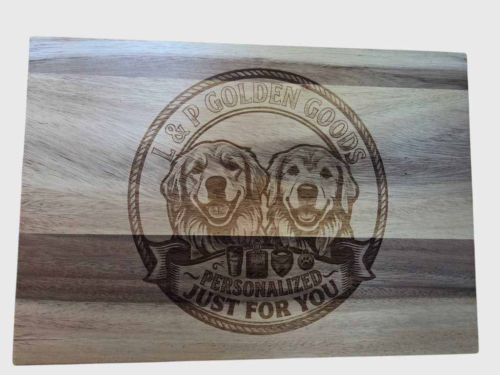 Custom Laser-Engraved Acacia Wood Cutting Board