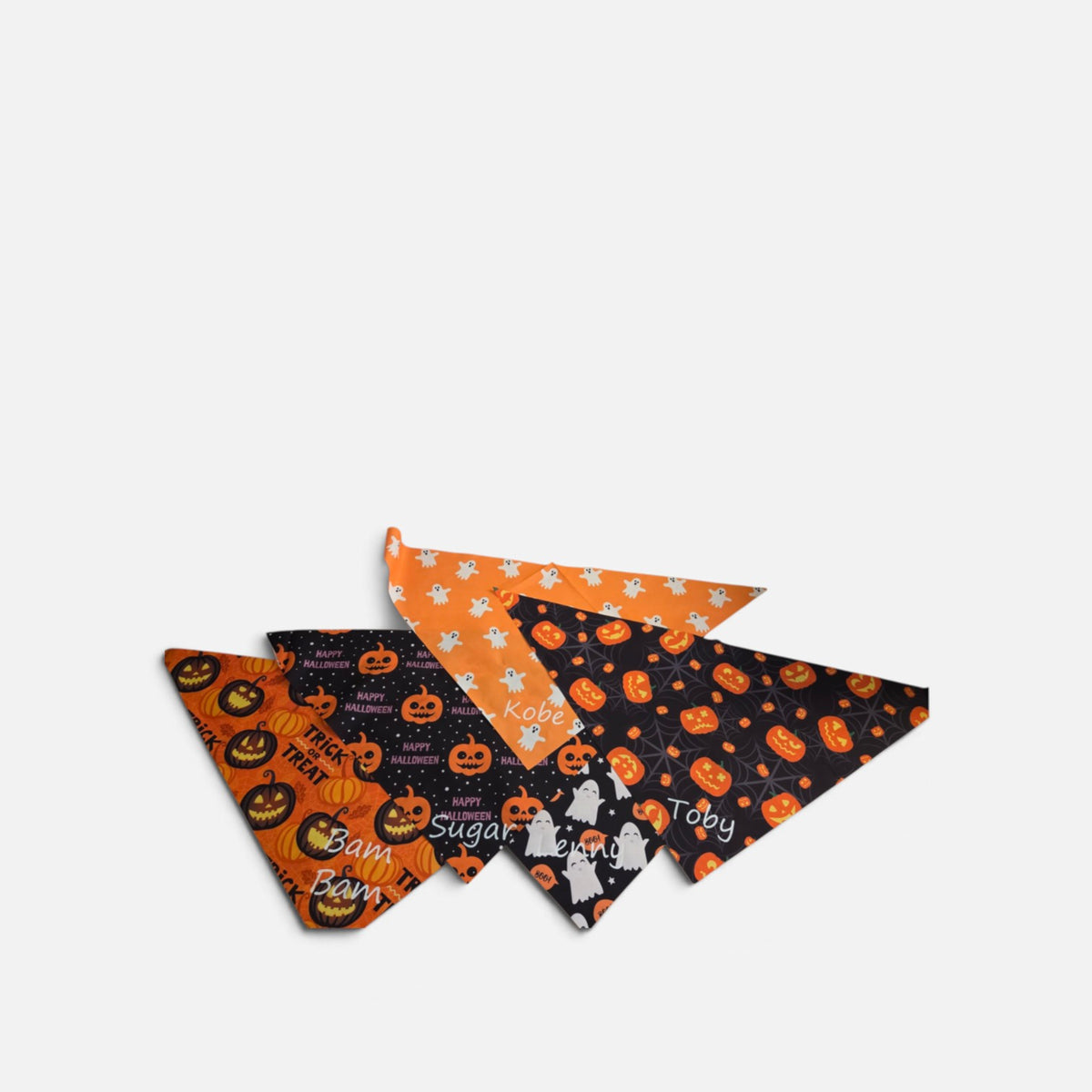 Personalized Halloween Dog Bandana – Custom Glow-in-the-Dark Name Pet Scarf