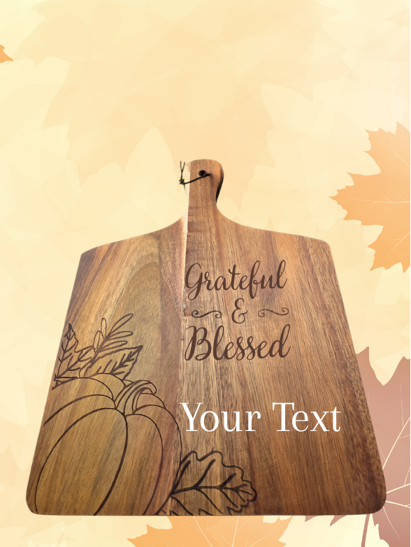Laser Engraved Fall Pumpkin Charcuterie Board –  Harvest Serving Paddle