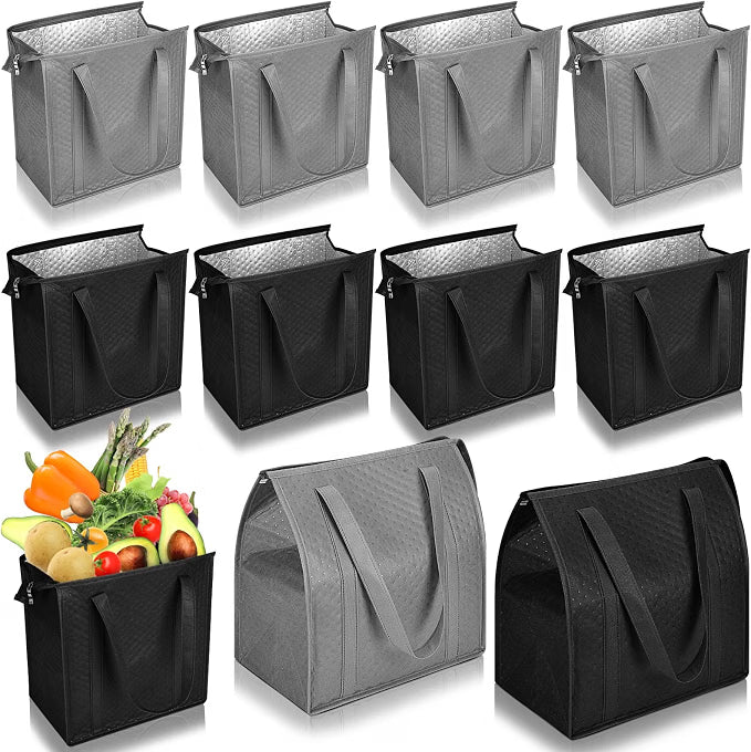 Large 18L Insulated Grocery Bag Bulk Zippered, Blue, Black