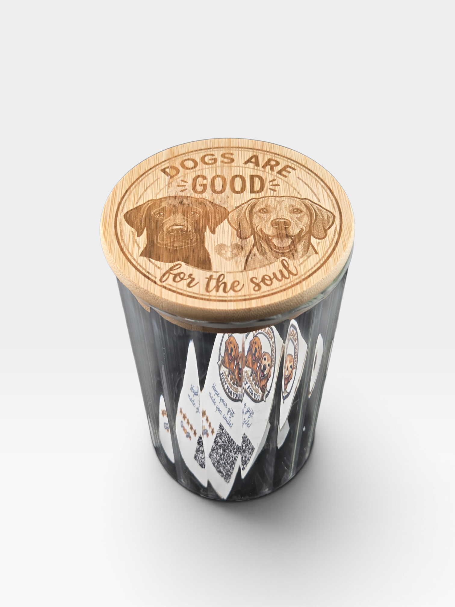 Personalized Glass jar with wood lid