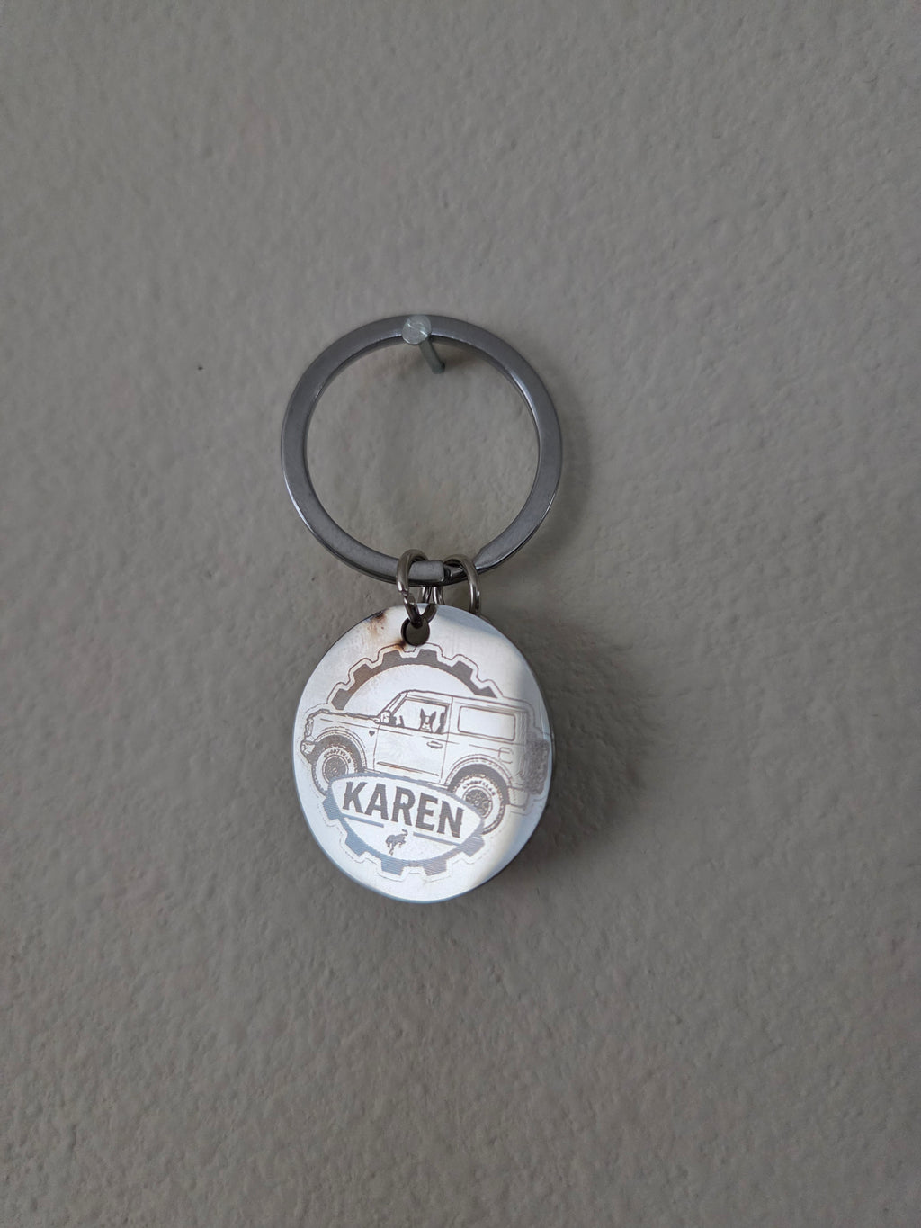 Custom Engraved Round Stainless Steel Keychain