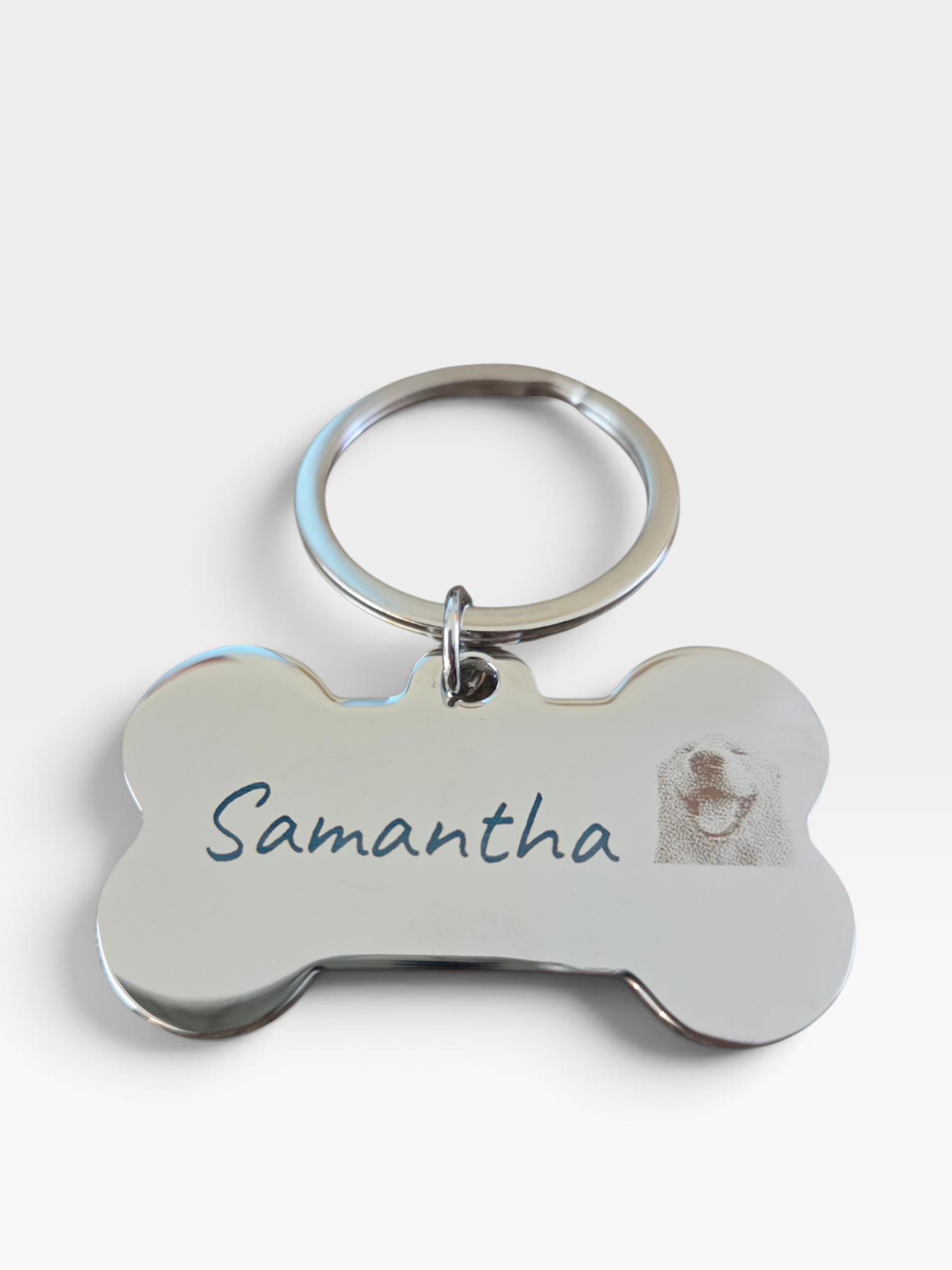 Custom Engraved Bone-Shaped Metal Keychain