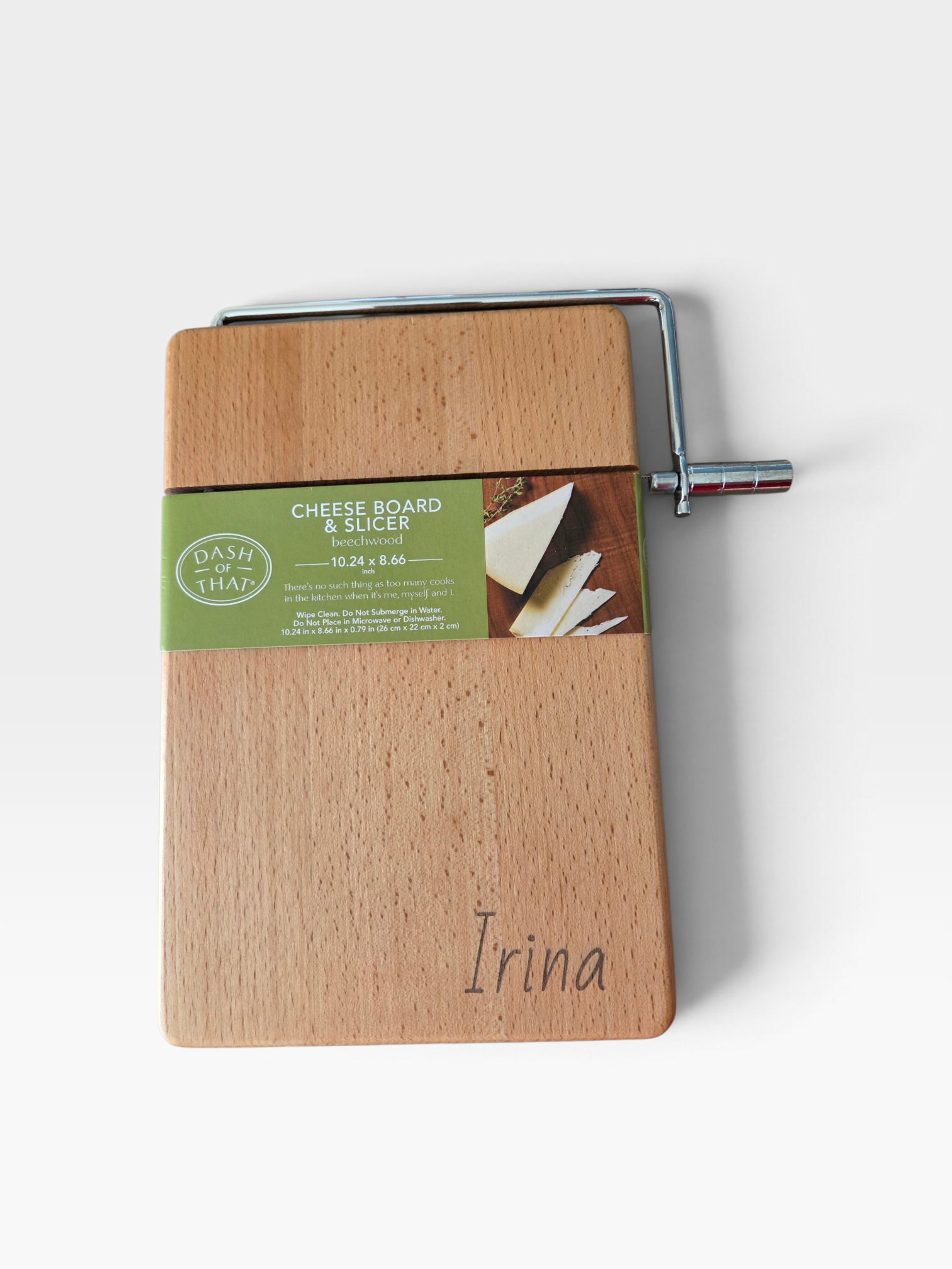 Personalized Beechwood Cheese Board & Wire Slicer