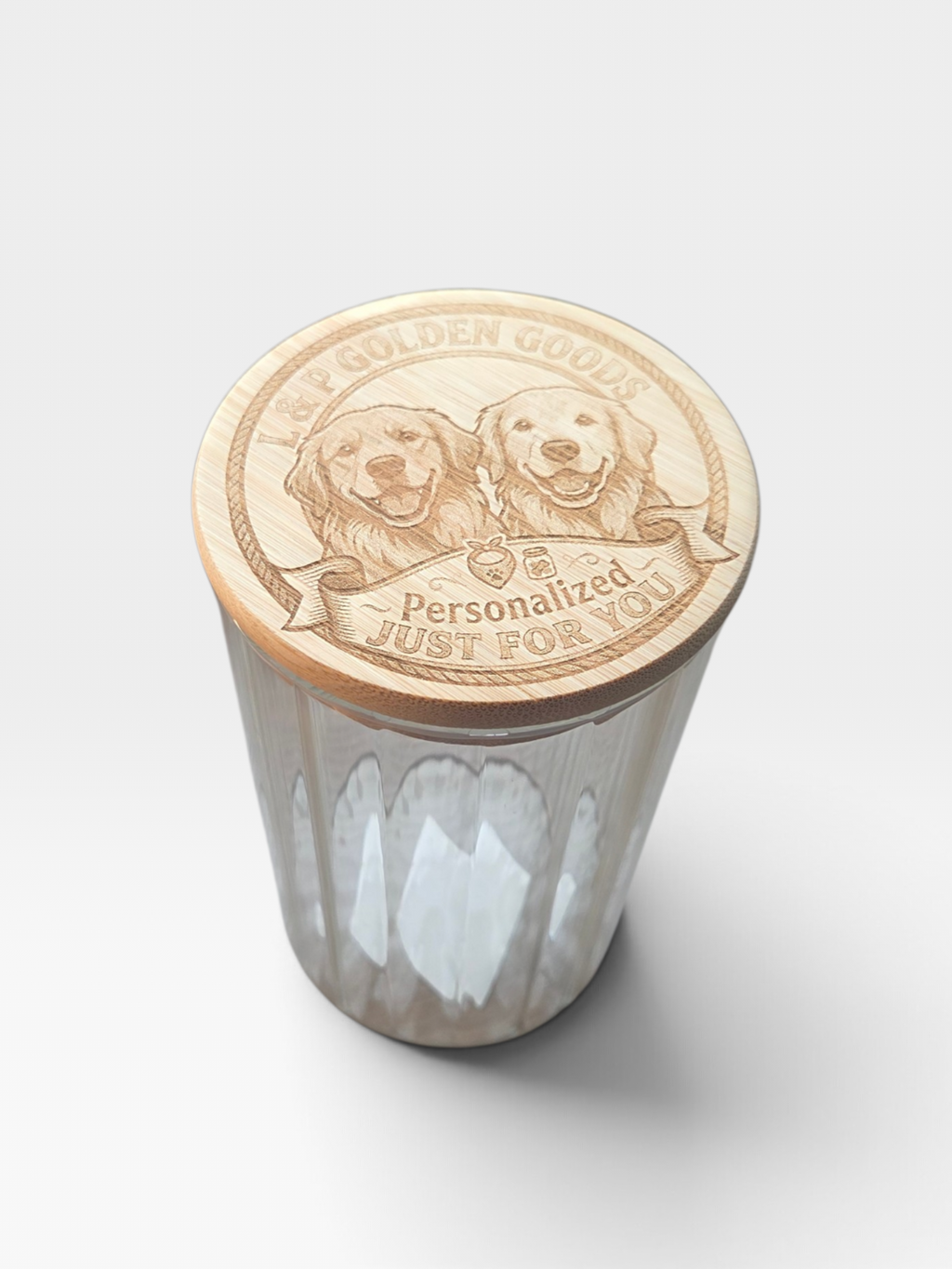Personalized Glass jar with wood lid